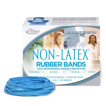 Size 33 Non-Latex Antimicrobial Cyan (Blue) Rubber Bands